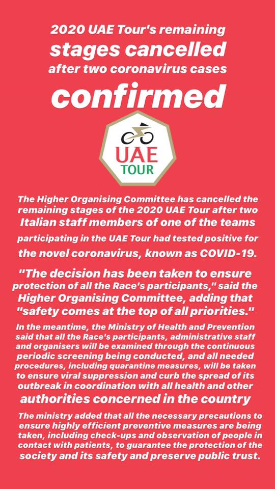 UAE Tour cancelled